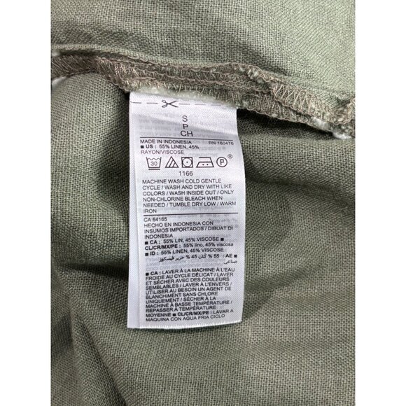 Old Navy Green Button-Up Belted Shirt Dress Short Sleeve Size S Linen Blend - Picture 9 of 10